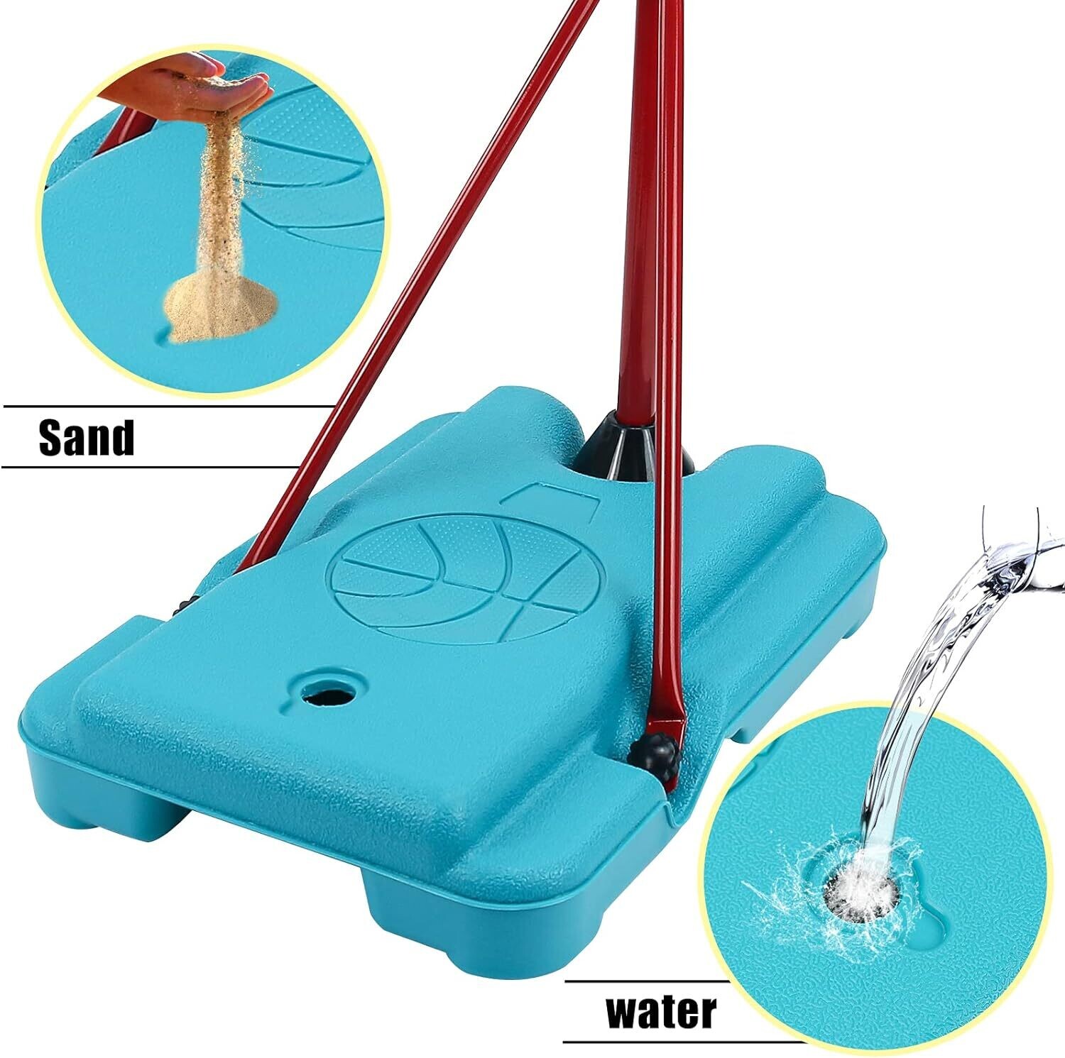 190-CM Adjustable Basketball Hoop and Stand for Children with Inflator - Portable and Adjustable Basketball Set with Net and Ball for Children&#39;s Outdoor Games