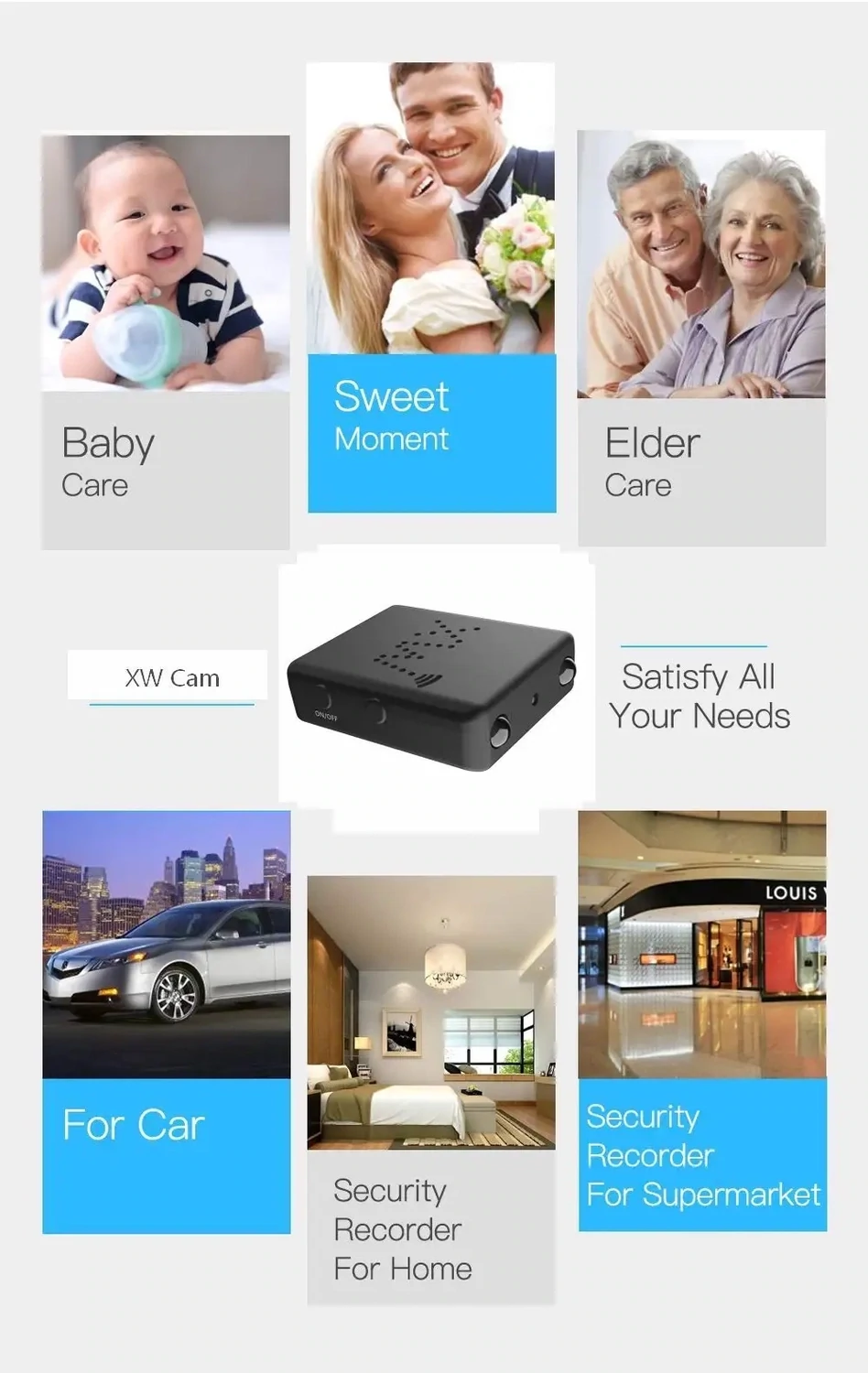 HD 1080p Lightweight Wifi Mini Camera Night Vision Video &amp; Audio Recorder Motion Detection Micro Camcorder App Remote Monitoring