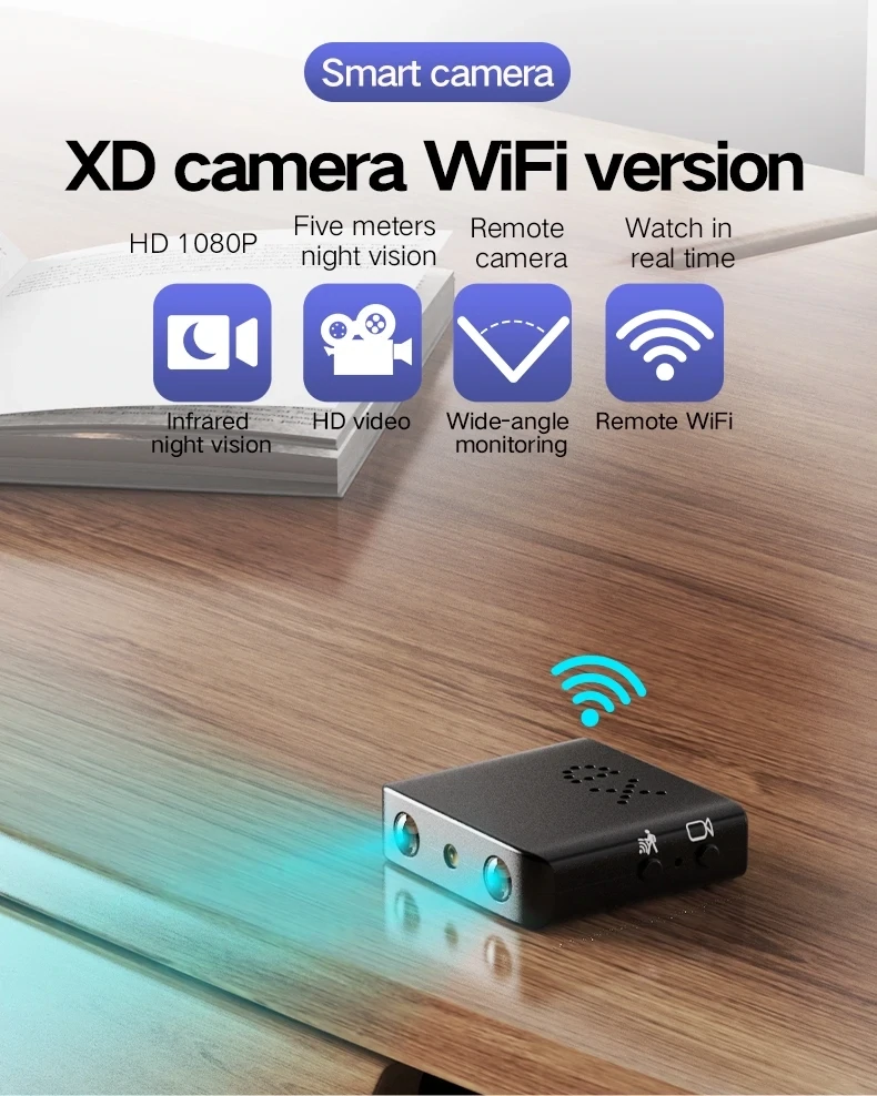 HD 1080p Lightweight Wifi Mini Camera Night Vision Video & Audio Recorder Motion Detection Micro Camcorder App Remote Monitoring