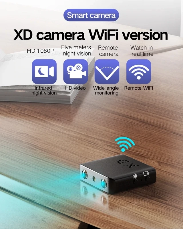 HD 1080p Lightweight Wifi Mini Camera Night Vision Video &amp; Audio Recorder Motion Detection Micro Camcorder App Remote Monitoring