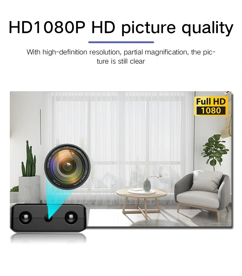 HD 1080p Lightweight Wifi Mini Camera Night Vision Video &amp; Audio Recorder Motion Detection Micro Camcorder App Remote Monitoring