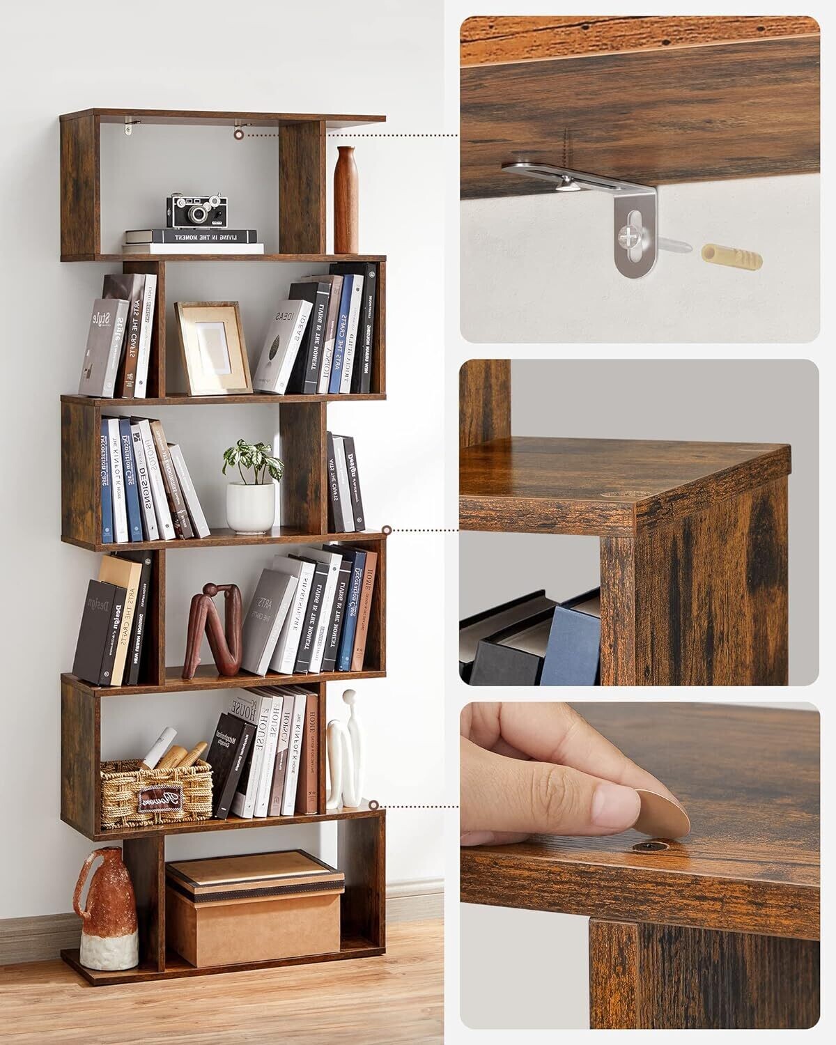 6 Tier Shelf, Storage Unit, Partition Wall, for Living Room, Bedroom, Office, Modern Style For Shelving unit, Storage unit, etc