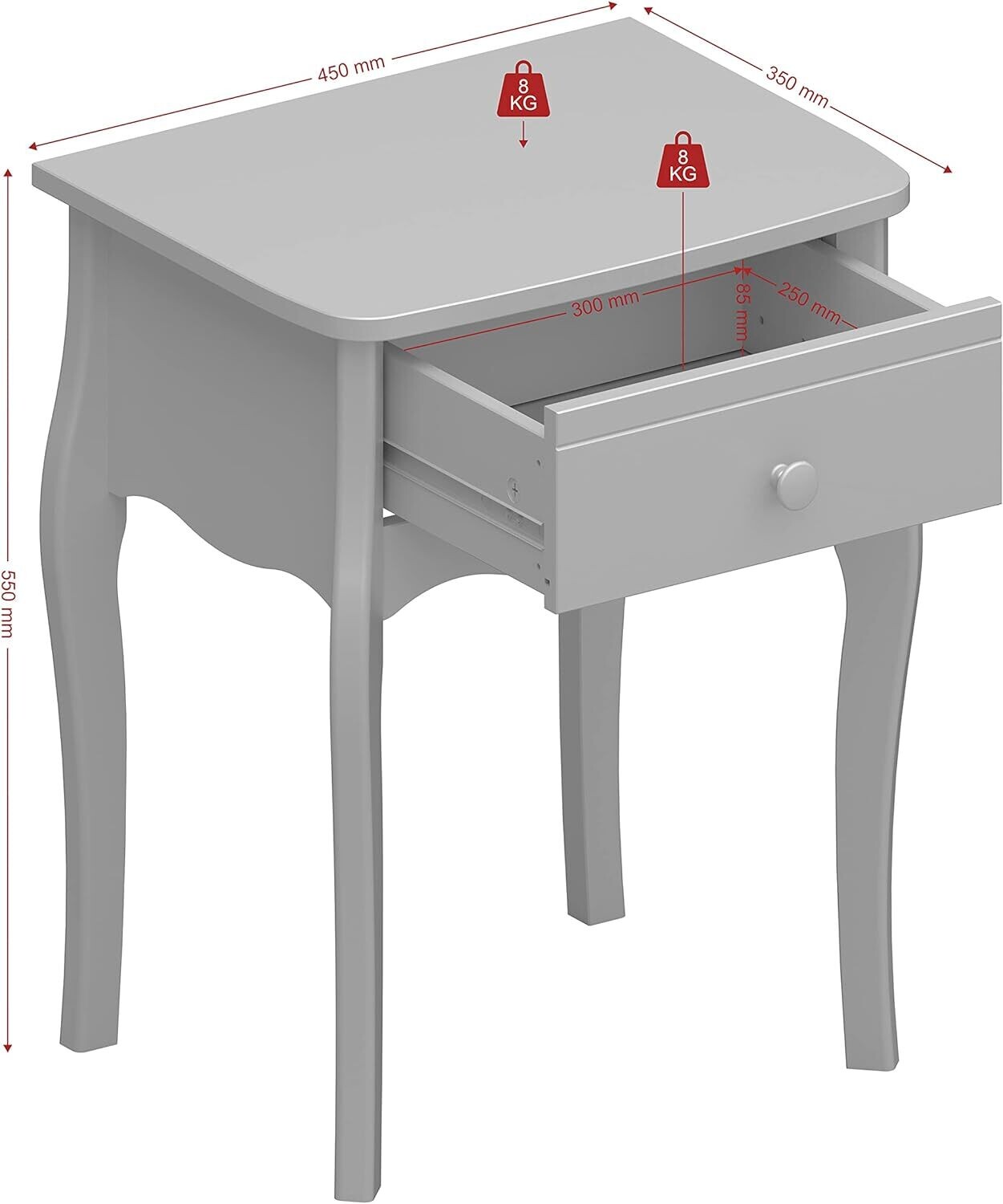 Bedside Table Bedroom Storage Nightstand With Drawer