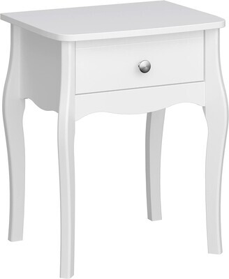 Bedside Table Bedroom Storage Nightstand With Drawer, Colour: White