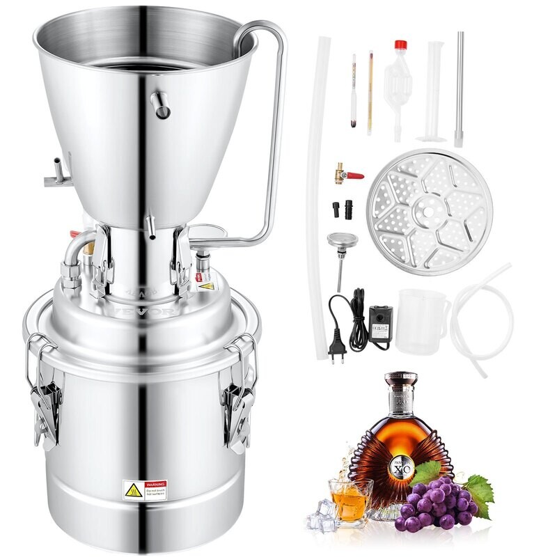 12L/20L/30L/50L - Alcohol Distiller Home Distillation System Water Alcohol Silver 220-240V, Moonshine Still Distiller Machine for Whiskey, Brandy, Fruit Brandies, etc.
