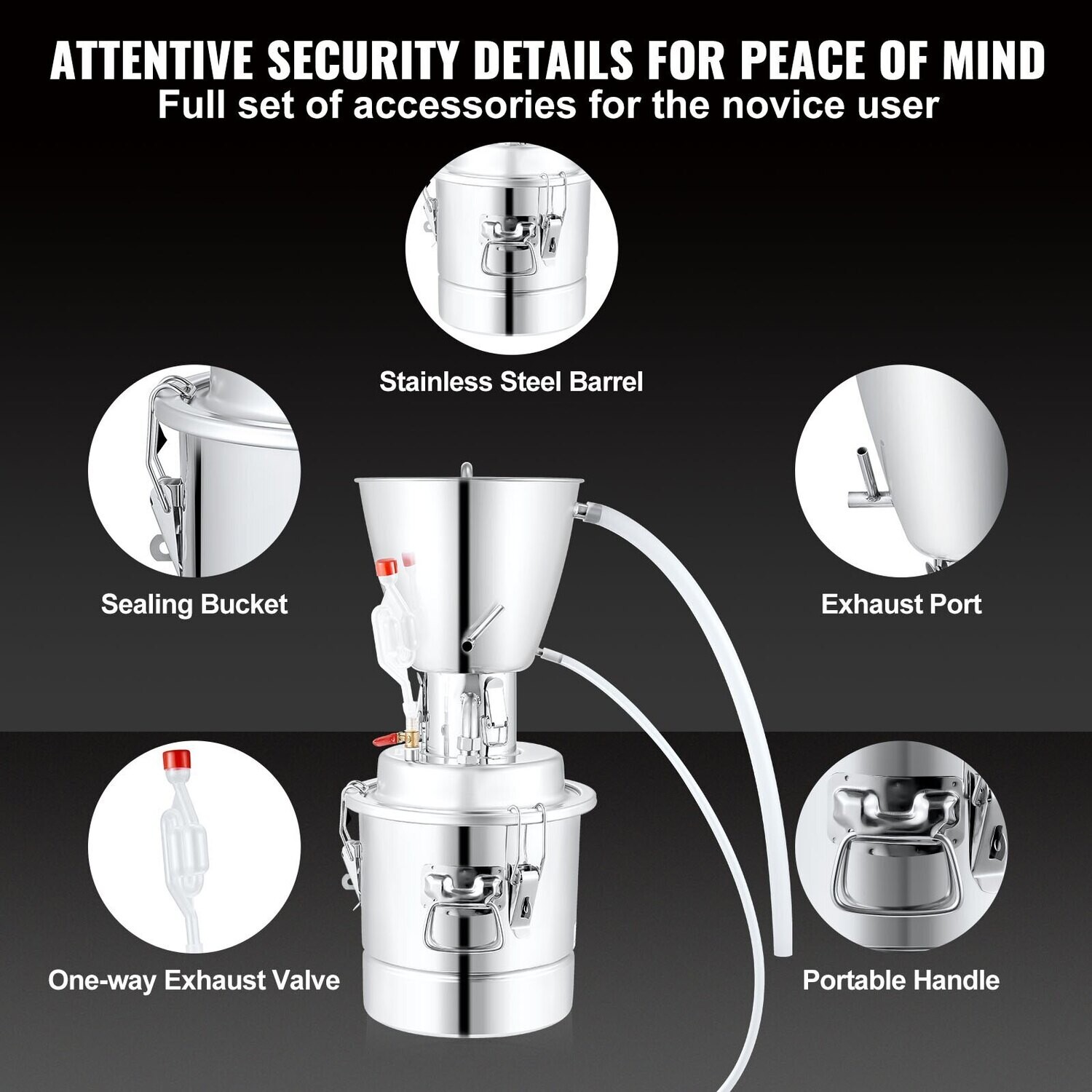12L/20L/30L/50L - Alcohol Distiller Home Distillation System Water Alcohol Silver 220-240V, Moonshine Still Distiller Machine for Whiskey, Brandy, Fruit Brandies, etc.