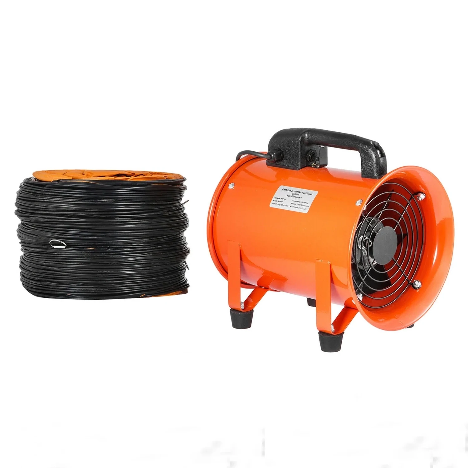Portable Industrial Extractor Fan, Axial Blower, Porcelain Dust Extractor Fan, Ventilation Workshop, 8 Inch, 230W