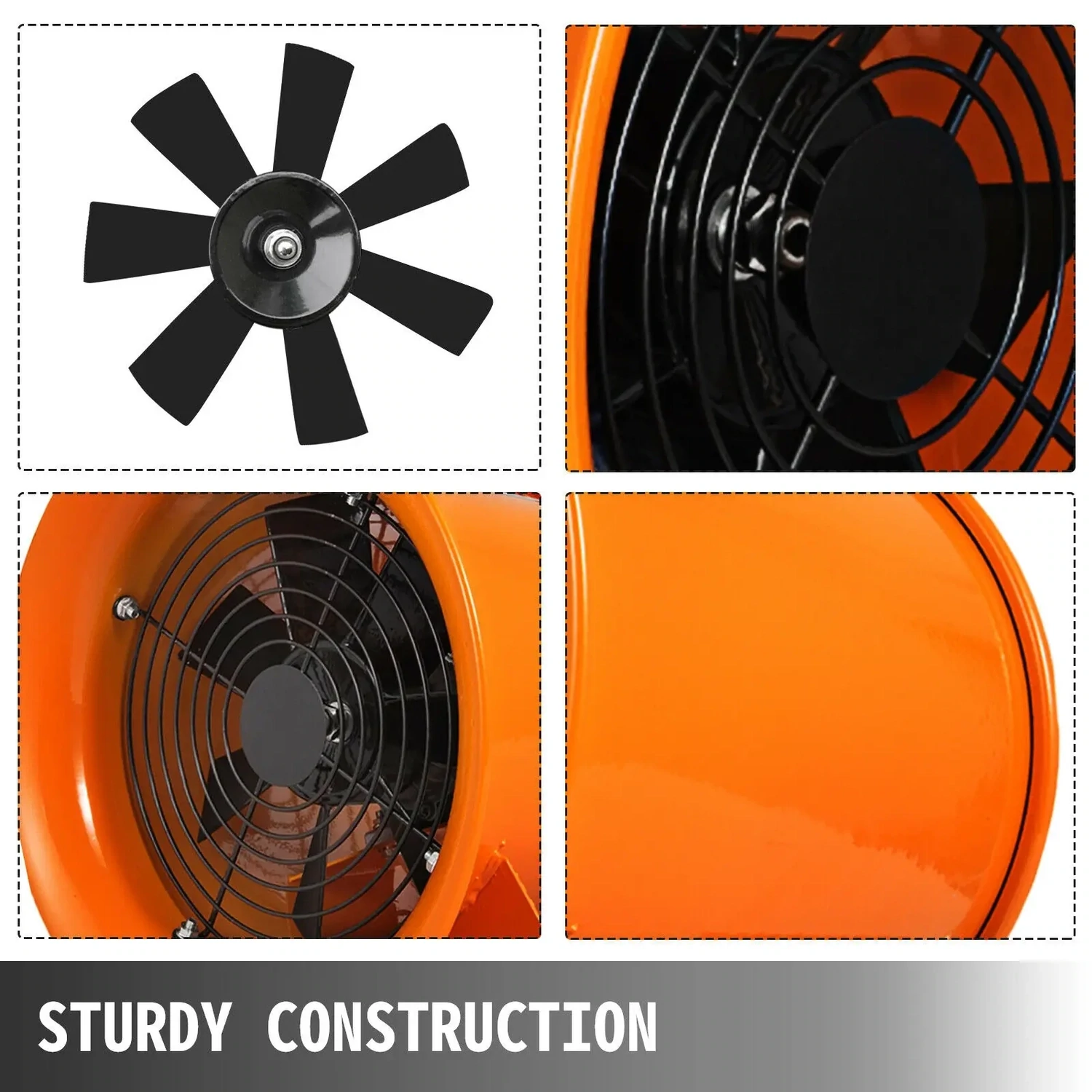 Portable Industrial Extractor Fan, Axial Blower, Porcelain Dust Extractor Fan, Ventilation Workshop, 8 Inch, 230W