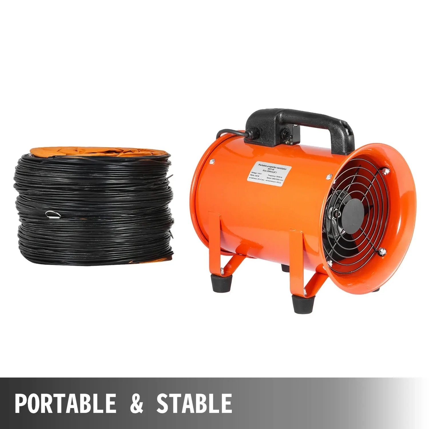 Portable Industrial Extractor Fan, Axial Blower, Porcelain Dust Extractor Fan, Ventilation Workshop, 8 Inch, 230W