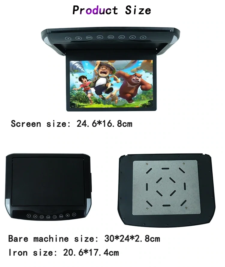 10.1 inch Flip Screen Car Roof Monitor MP5 Limitation Player Ultra-thin Ceiling Mount