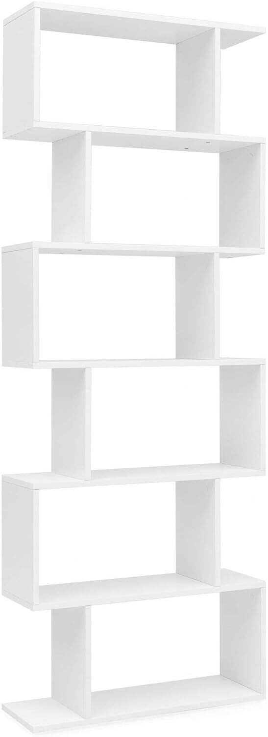 Universal Shelf, Filing Shelf, Bookcase White | Standing Shelf 6 Compartments | Small Design Chest of Drawers | Modern Filing Shelf Chipboard FreestaWall Shelf, 192 x 80 x 23.5 cm