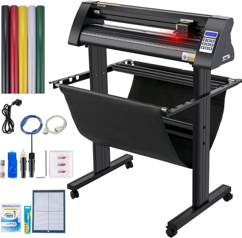 Vinyl Cutting Plotter, Cutting Machine with Signmaster Software Floor Stand, Precise Calibration for Plotting and Cutting Paper, Size:: 870mm