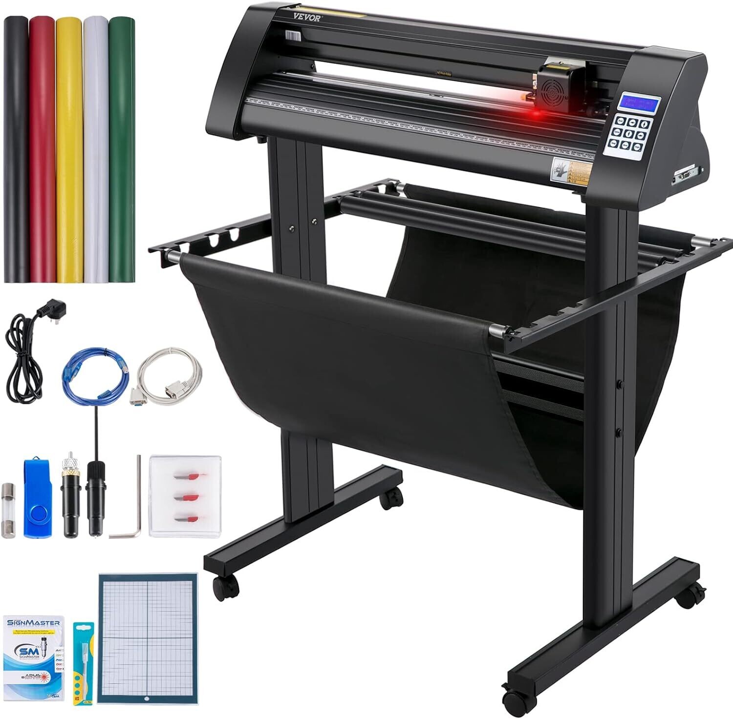 Vinyl Cutting Plotter, Cutting Machine with Signmaster Software Floor Stand, Precise Calibration for Plotting and Cutting Paper