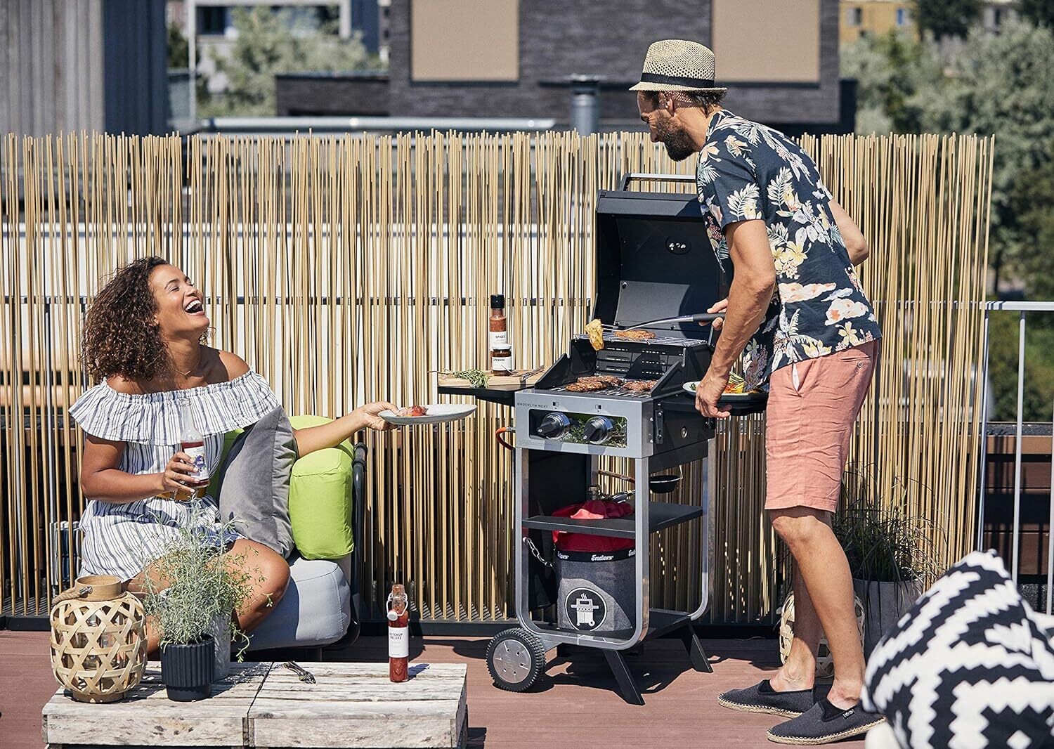 Gas Barbecue, 2-Burner Two Parts Stainless Steel Cooking Grate For Even Heat Distribution &amp; Easy Cleaning