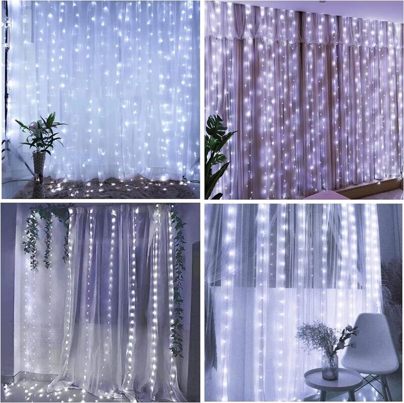 USB Curtain 300 LEDs Lights 8 Modes with Remote Controlled Timer