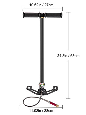 30Mpa 4500PSI Three Stage PCP Pump, with Pressure Gauge, Gun, Rifle, Air Gun, Pneumatic Caliper Hand Pump for Bicycle Automotive Hunting