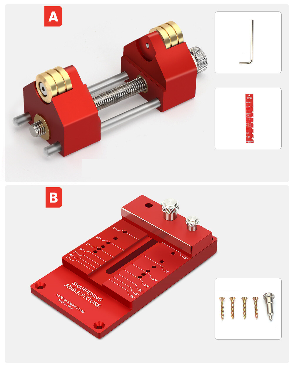 Wood Chisel Angle Measuring Tool Holder with Sharpening System Guide