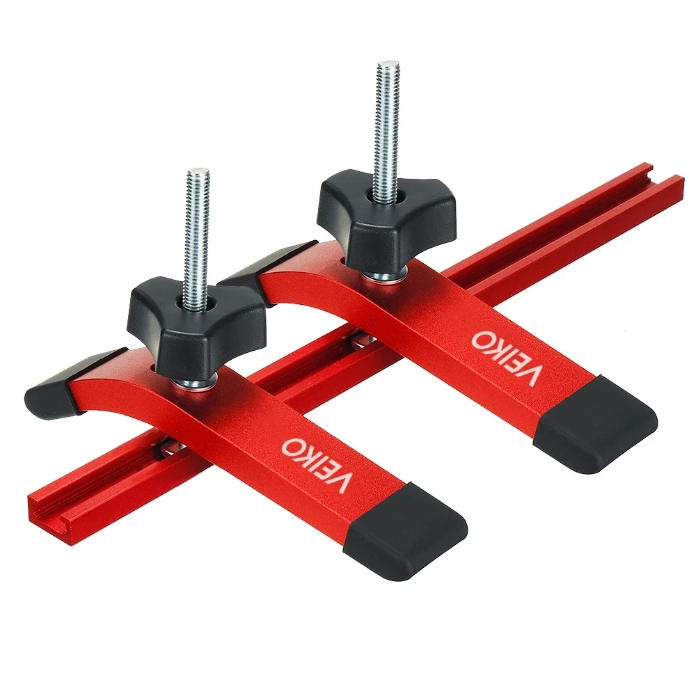 Set of 2 T Track Quick Action Clamp with T Bolts and Slide, Aluminum Alloy, Woodworking Clamps on Routers, Drill Presses, CNC Table Saws