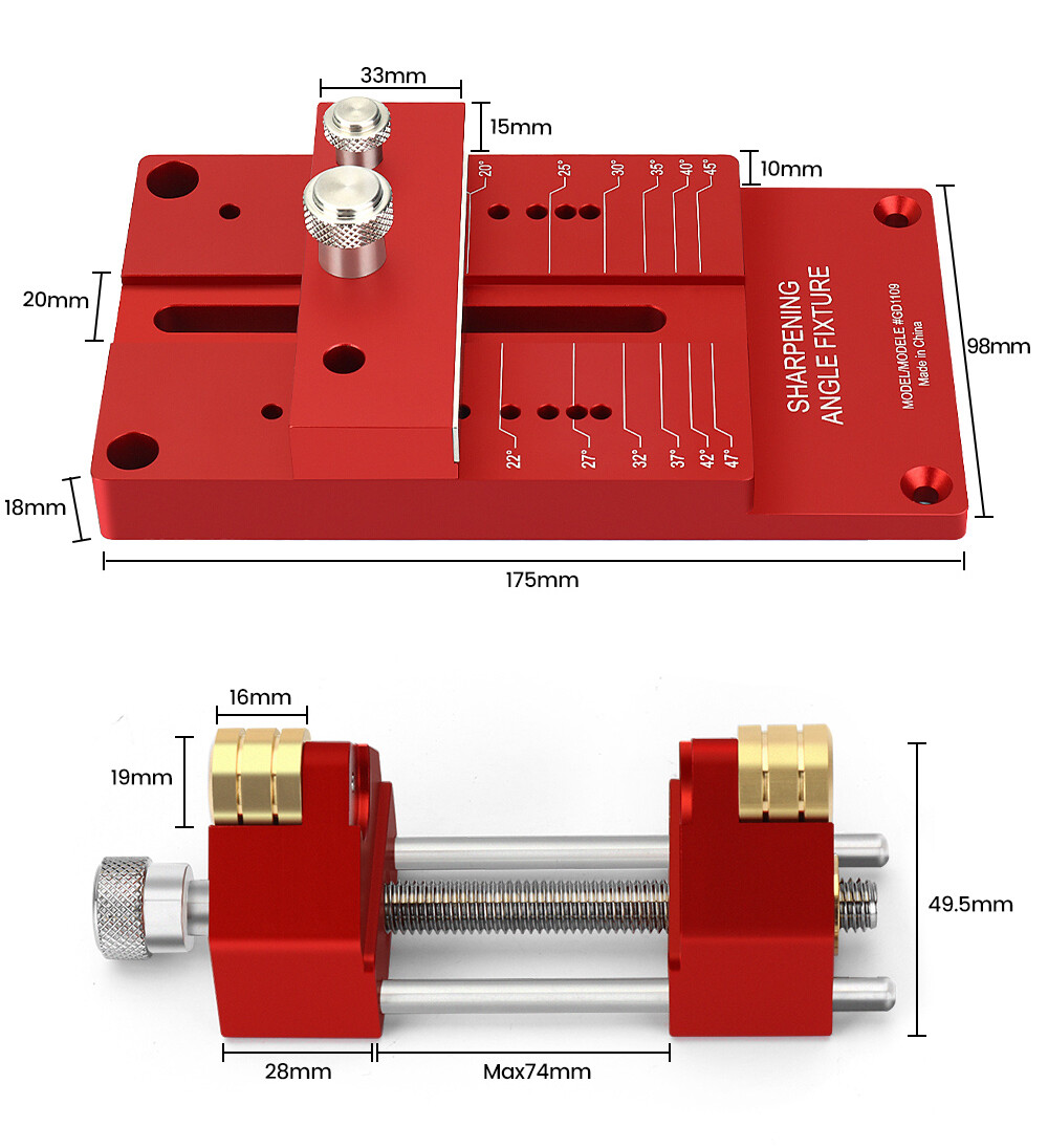Wood Chisel Angle Measuring Tool Holder with Sharpening System Guide