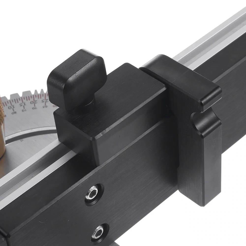 450mm Brass Handle 27-Degree Angle Miter Gauge with Box Joint Jig, Track Stop, and Ruler Set for Table Saw and Router - Essential Carpentry Tool