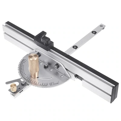 450mm Brass Handle 27 Angle Miter Gauge with Box Jiont Jig Track Stop Table Saw Router Miter Jig Saw Set Ruler for Carpentry Tools