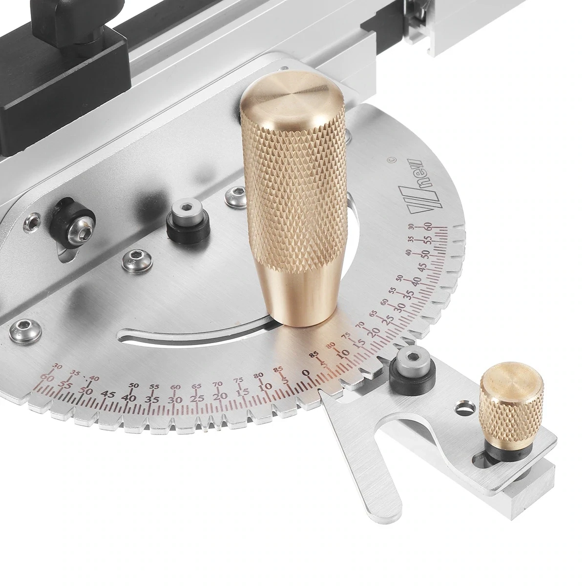 450mm Brass Handle 27-Degree Angle Miter Gauge with Box Joint Jig, Track Stop, and Ruler Set for Table Saw and Router - Essential Carpentry Tool