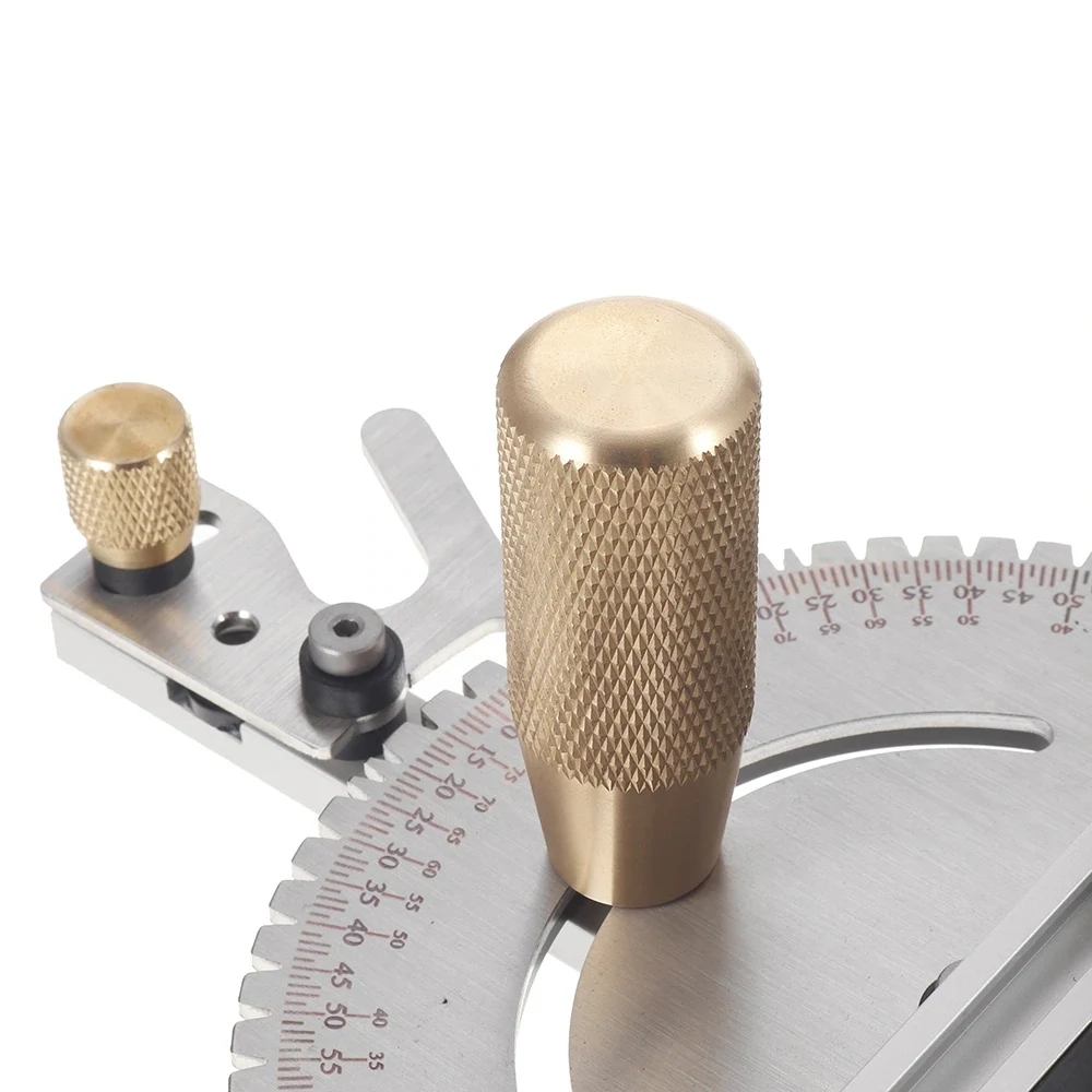 450mm Brass Handle 27-Degree Angle Miter Gauge with Box Joint Jig, Track Stop, and Ruler Set for Table Saw and Router - Essential Carpentry Tool