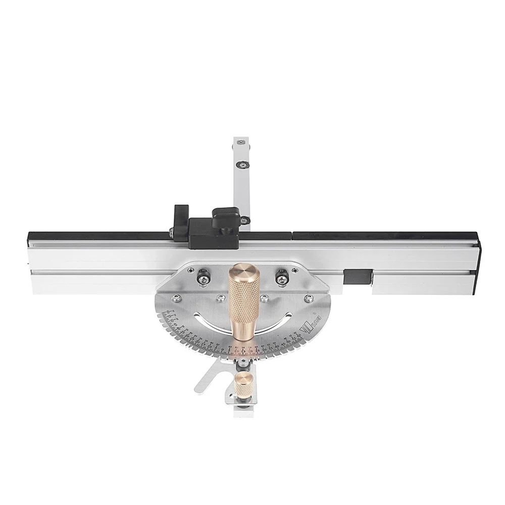 450mm Brass Handle 27-Degree Angle Miter Gauge with Box Joint Jig, Track Stop, and Ruler Set for Table Saw and Router - Essential Carpentry Tool