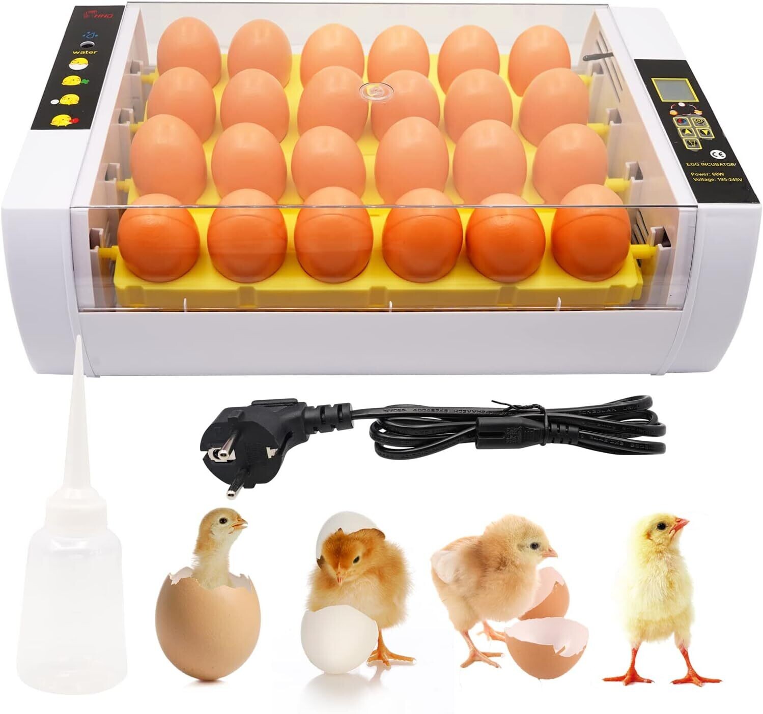 24-Egg Incubator with Automatic Digital Temperature Control - Reliable Egg Hatching Machine for Poultry Farming