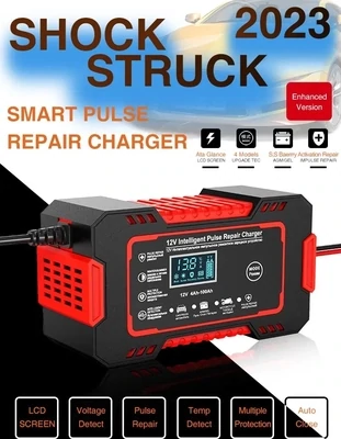 Fully Automatic Car Battery Charger, Pulse Repair, LCD Battery Charger, Smart Lead Acid Charging for Auto Motorcycle