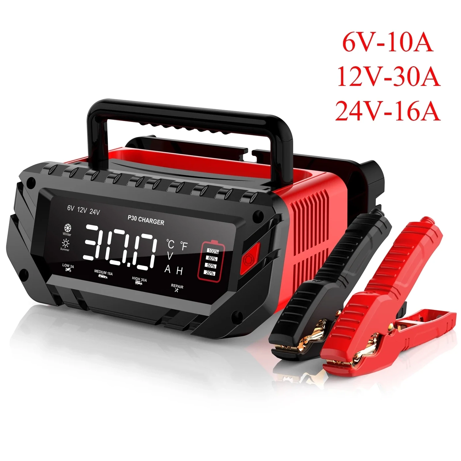 Fully Automatic Car Battery Charger, Pulse Repair, LCD Battery Charger, Smart Lead Acid Charging for Auto Motorcycle