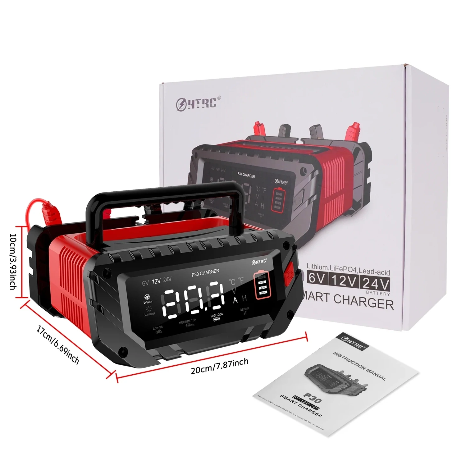 Fully Automatic Car Battery Charger, Pulse Repair, LCD Battery Charger, Smart Lead Acid Charging for Auto Motorcycle