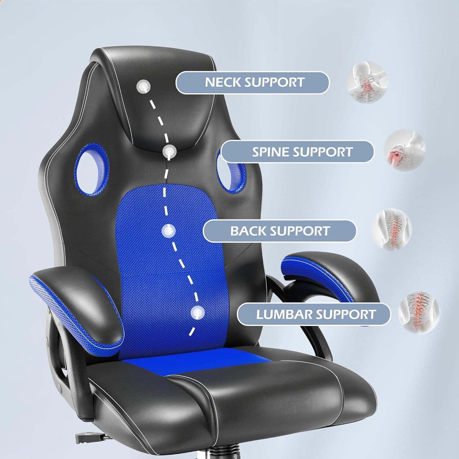 Swivel Office Computer chair Lumbar Support PU Leather Ergonomic Conference Chair with Lumbar Support, PU (Polyurethane) Leather, Adjustable Work Chair, Gas Lift