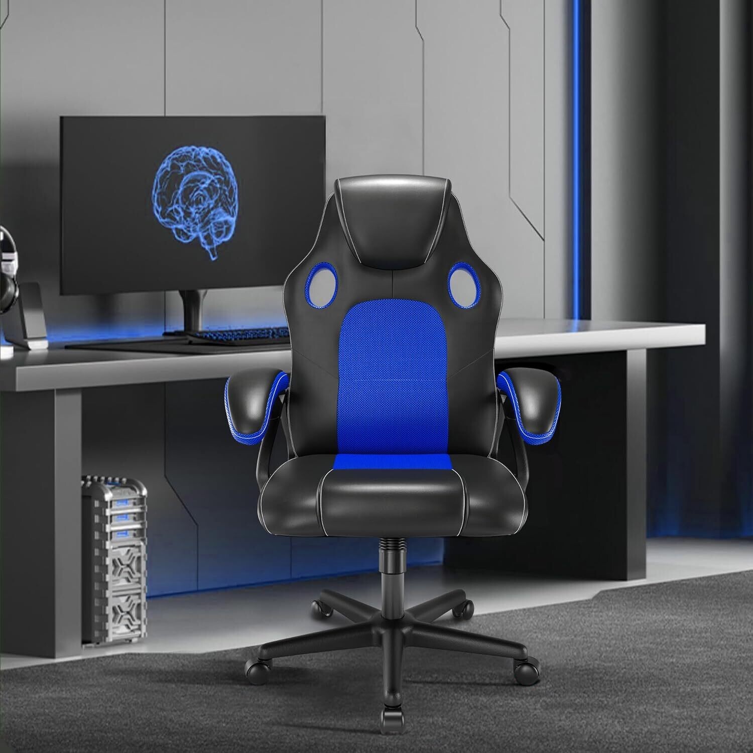 Swivel Office Computer chair Lumbar Support PU Leather Ergonomic Conference Chair with Lumbar Support, PU (Polyurethane) Leather, Adjustable Work Chair, Gas Lift