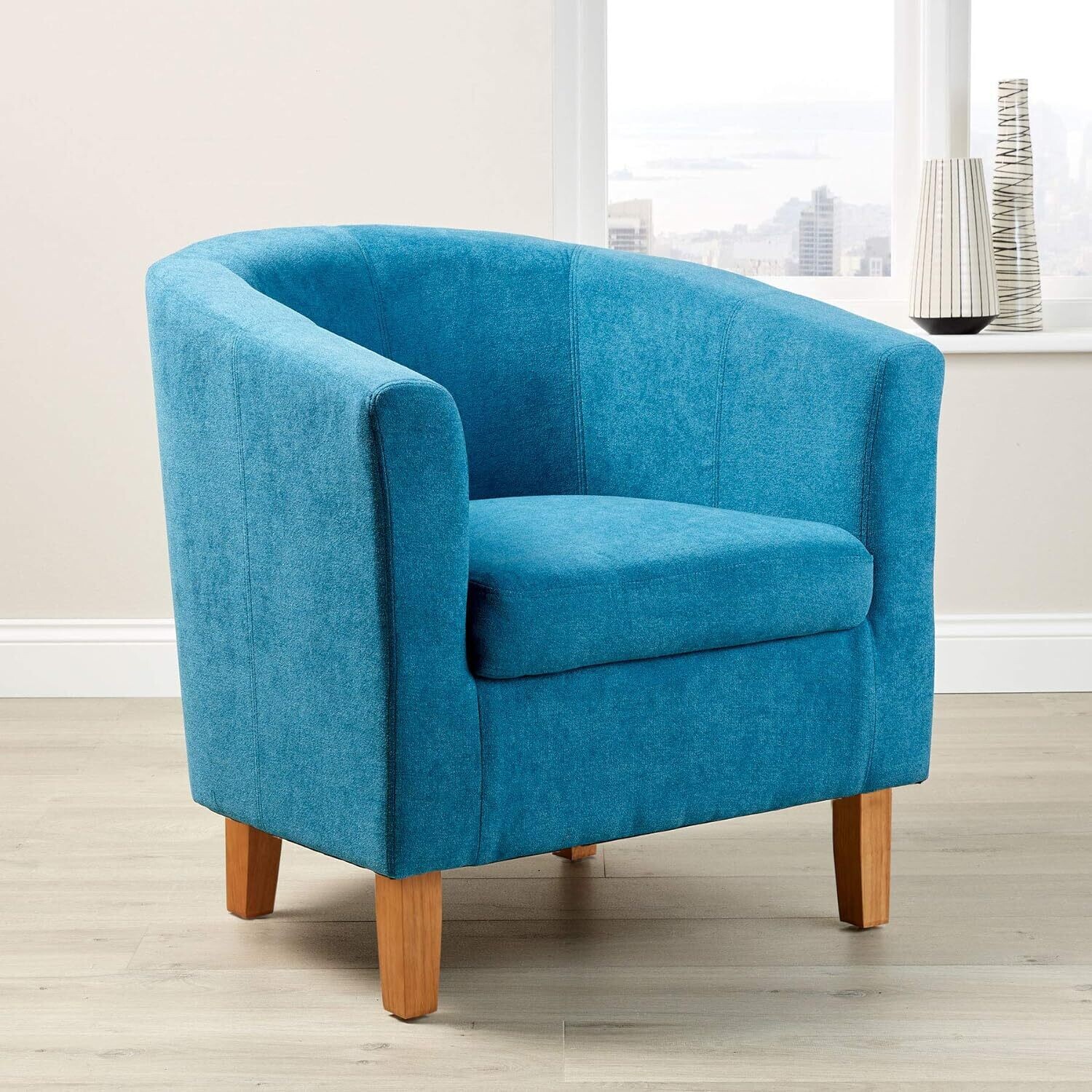 Modern Fabric Tub Chair with Polyester, Cylinder Checked and Condition, 73cm