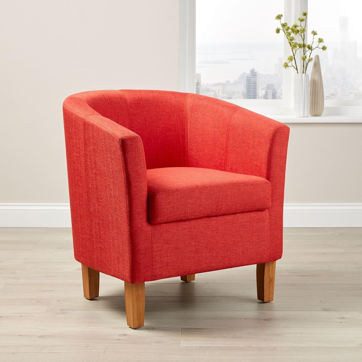 Modern Fabric Tub Chair with Polyester, Cylinder Checked and Condition, 73cm