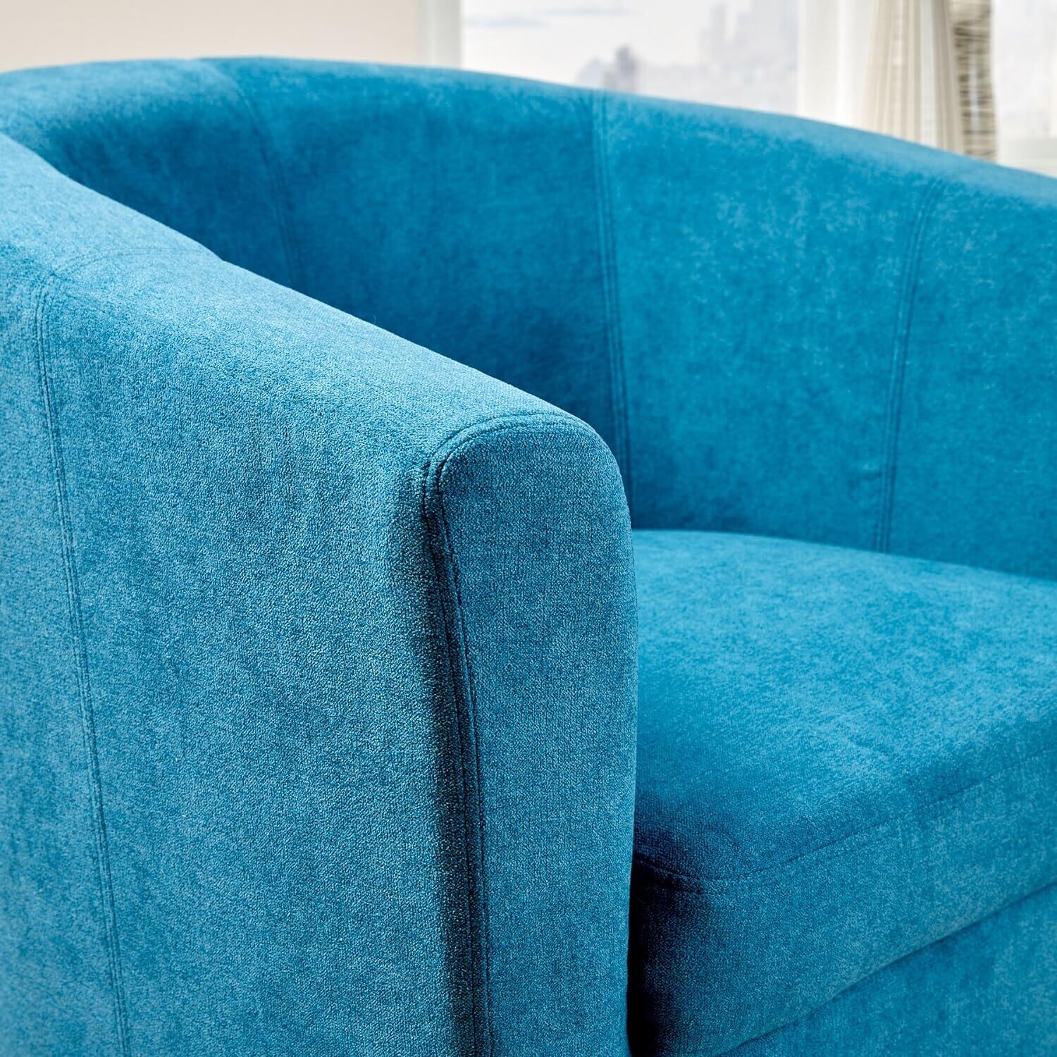 Modern Fabric Tub Chair with Polyester, Cylinder Checked and Condition, 73cm
