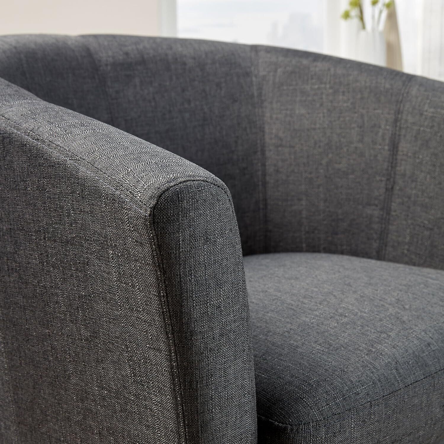 Modern Fabric Tub Chair with Polyester, Cylinder Checked and Condition, 73cm