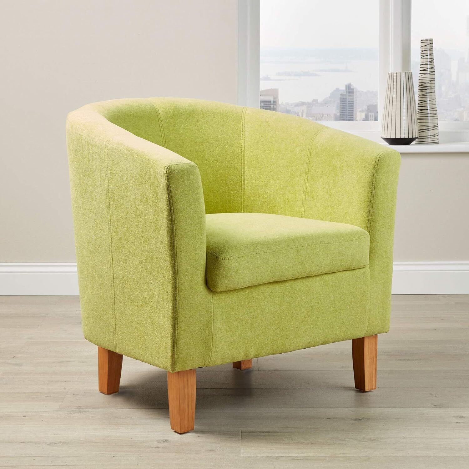 Modern Fabric Tub Chair with Polyester, Cylinder Checked and Condition, 73cm