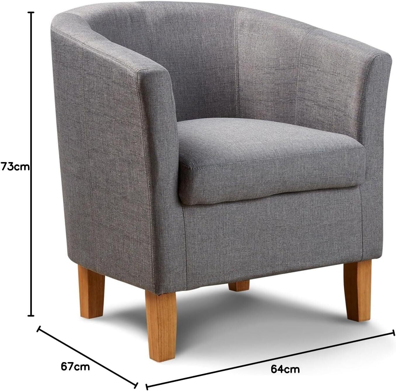 Modern Fabric Tub Chair with Polyester, Cylinder Checked and Condition, 73cm