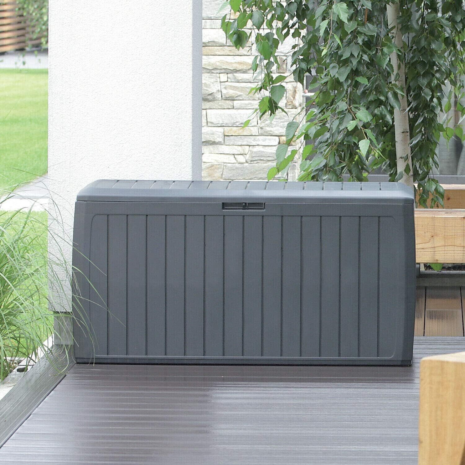 Compact 190-Litre Wooden Chest Box in hard, brittle, and black lustrous coal, Measuring 78 x 43.3 x 55 cm