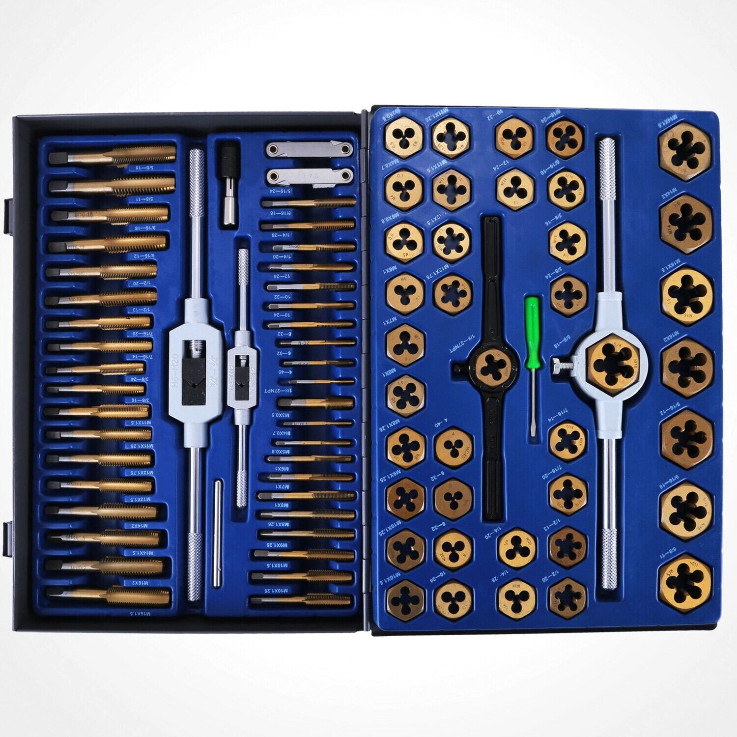 86-Piece Tap and Die Set with Thread Cutting Tools - Complete Metric and Imperial Threading Kit for Professional and DIY Use