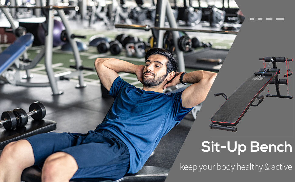 Steel Duo Purpose Sit-Up  Workout Bench, Steel-Black Red