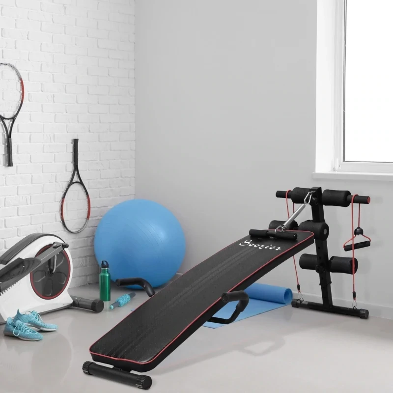 Steel Duo Purpose Sit-Up  Workout Bench, Steel-Black Red