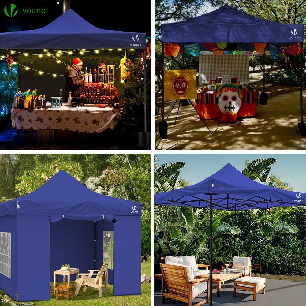 Steel Frame 3 x 3 m Folding gazebo with 4 sandbags, Side walls &amp; Carry bag