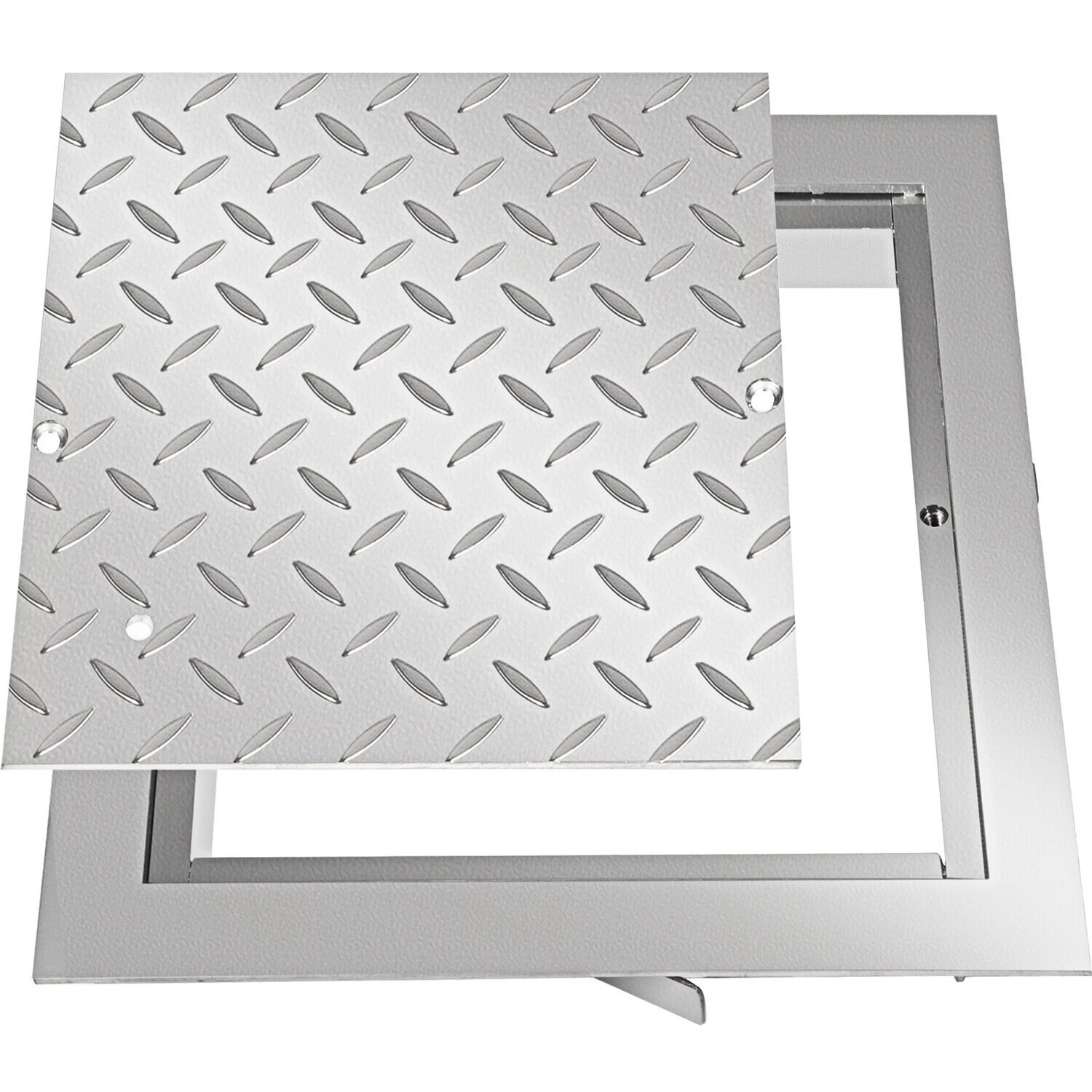 Manhole Cover 30X30 cm Clear Opening, Galvanized Steel Drain Cover Steel Manhole Silver