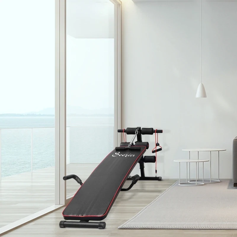 Steel Duo Purpose Sit-Up  Workout Bench, Steel-Black Red