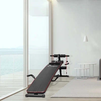 Steel Duo Purpose Sit-Up  Workout Bench, Steel-Black Red