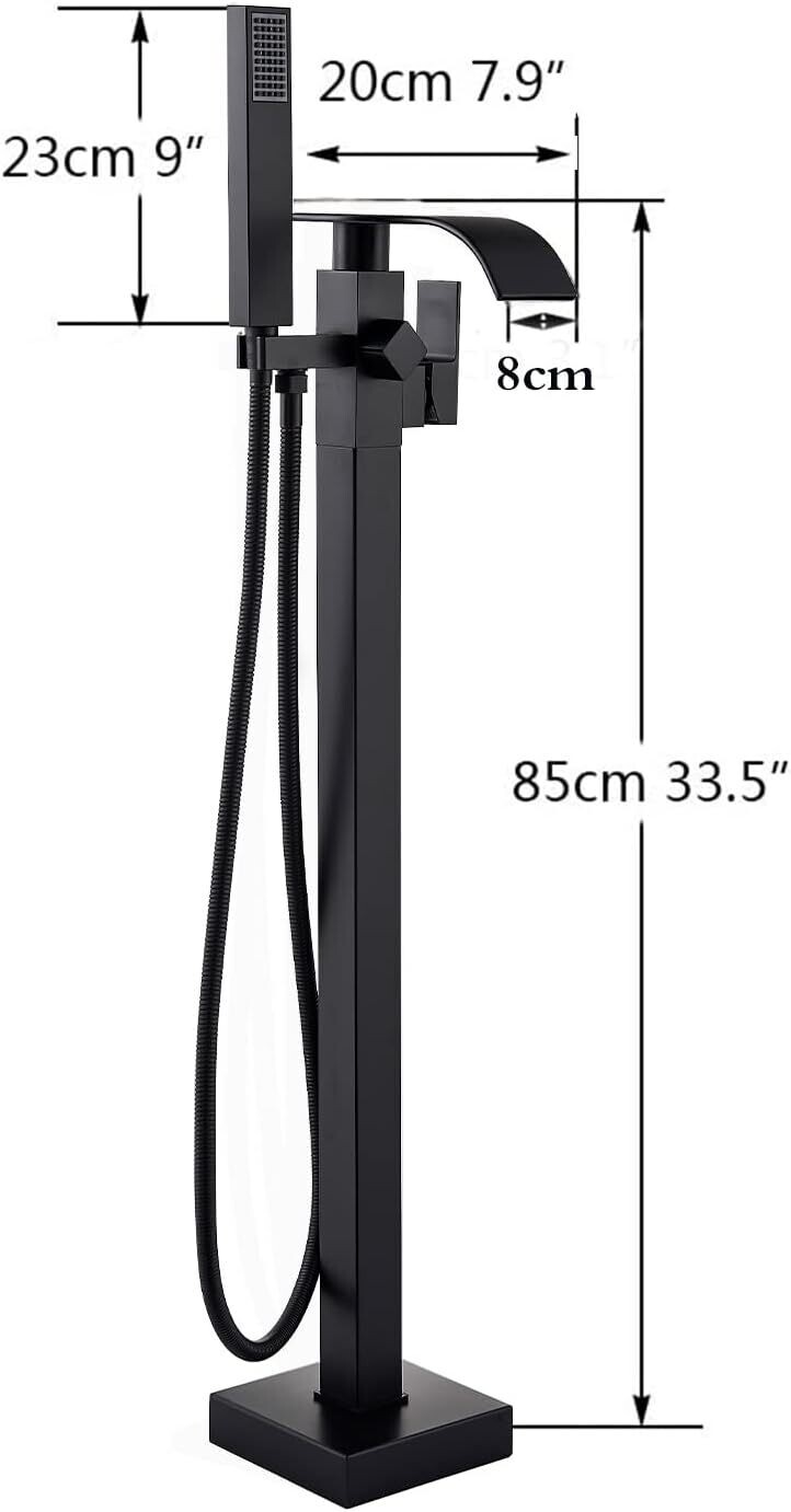 Freestanding Bath Taps Bathroom Mixer Tap Bathtub Tap Handheld Shower Head Floor Mounted Brass Black