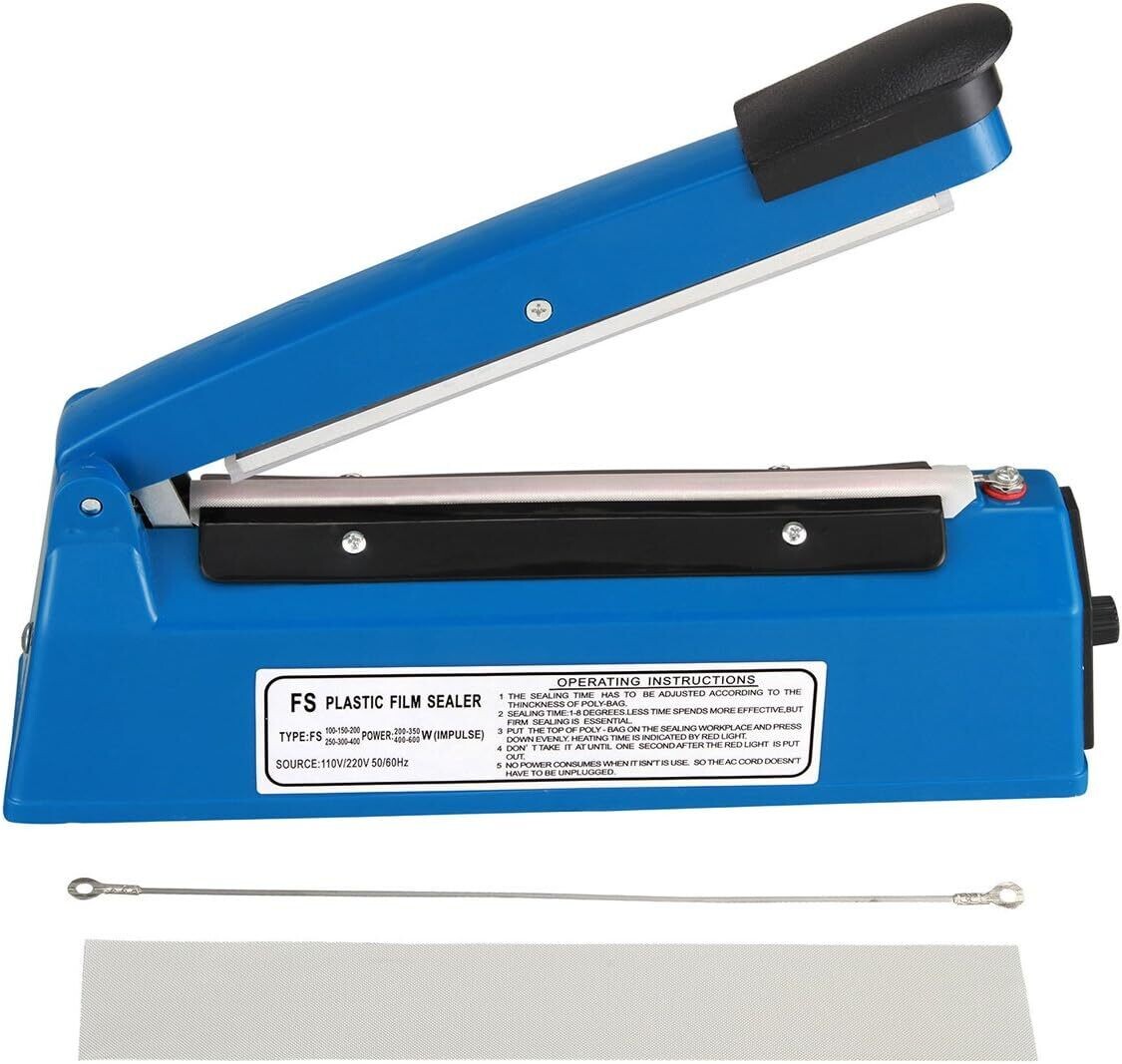 Electric Pressure Sealing Machine - Food Impulse Heat Sealer for Plastic PE and PP Bags - Durable and Efficient Bag Sealing Tool, Size: 200mm - 8 Inches